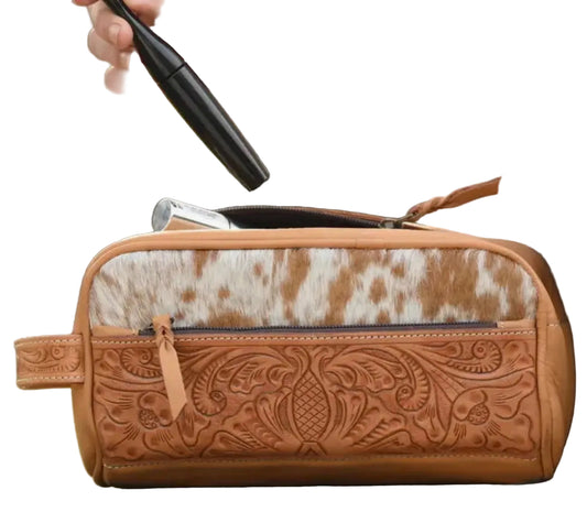 Cowhide toiletries bag